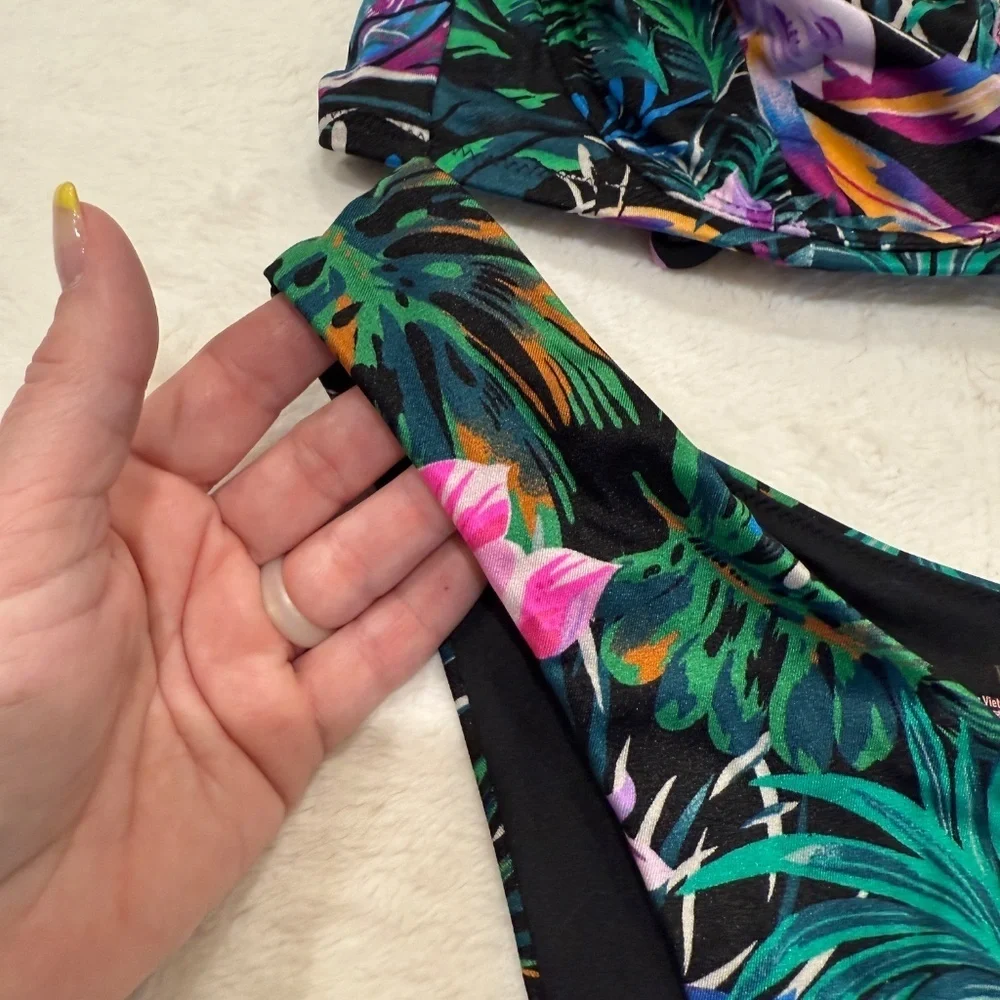 New! Victoria's Secret Black Palm Bikini Set 45586